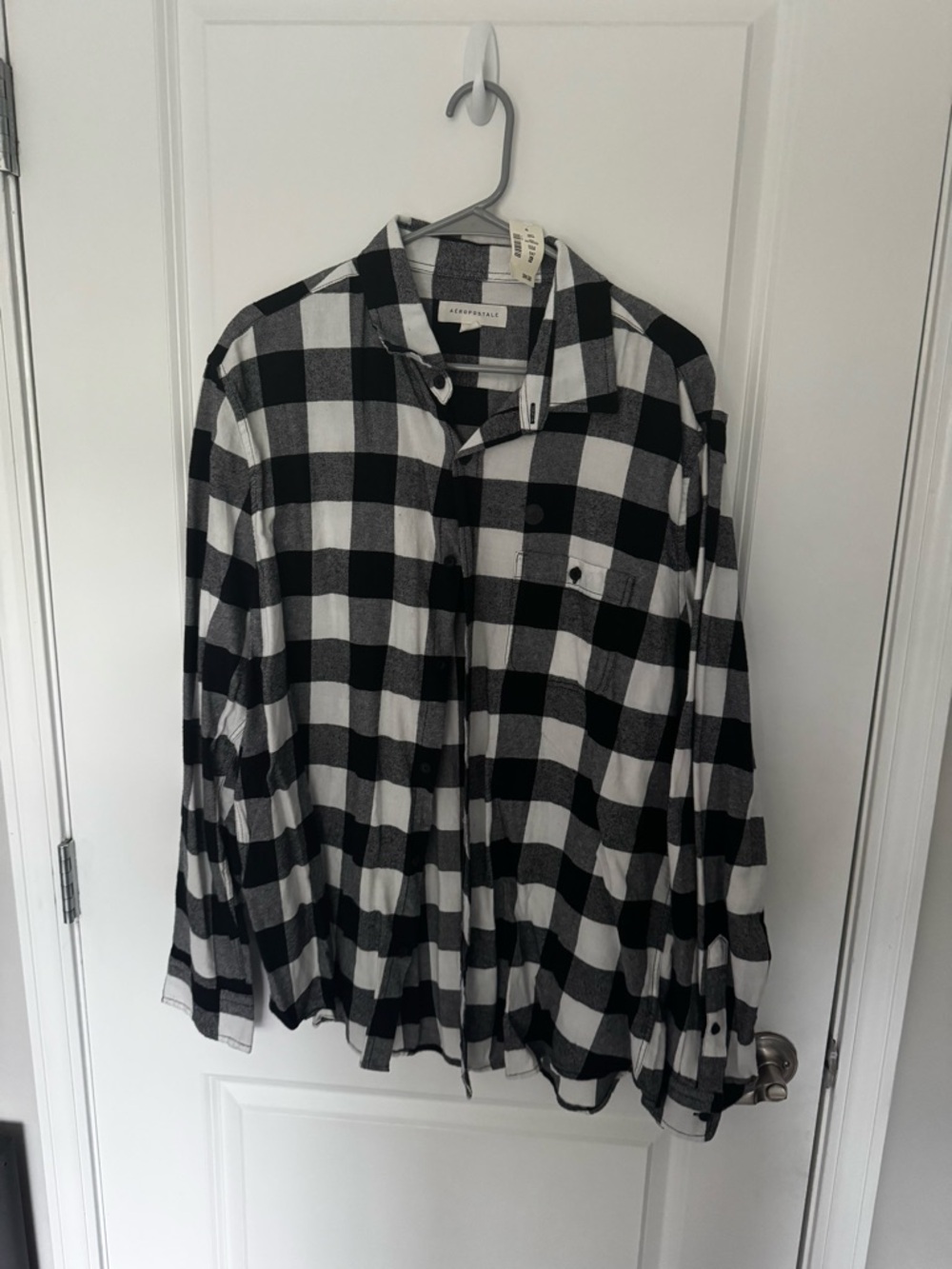Aeropostale Black and White Plaid Button Shirt